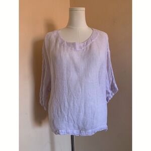 J. Jill Pure Jill 100% Linen Top White Gauze Mesh Boxy Tee Small Beach